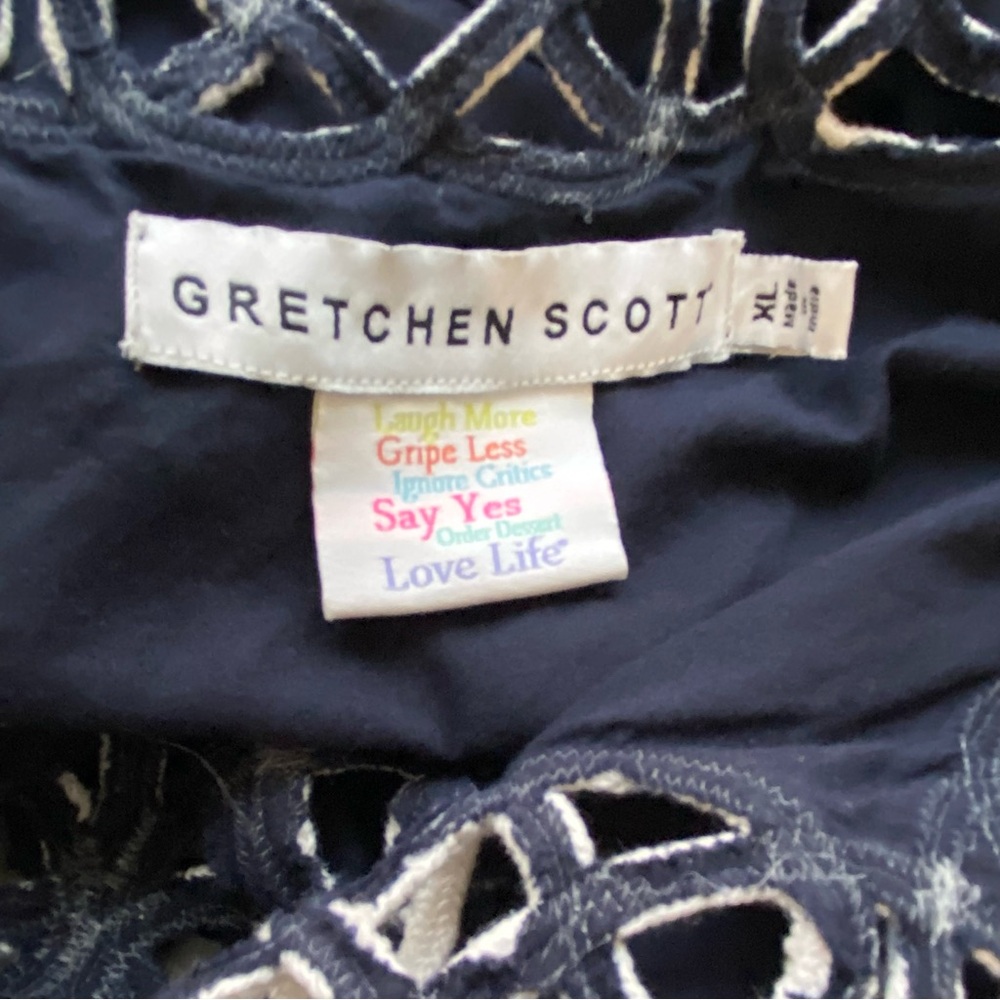 Gretchen Scott Infinity Navy Embroidered Tassel Dress XL Resort Coastal - Picture 4 of 5